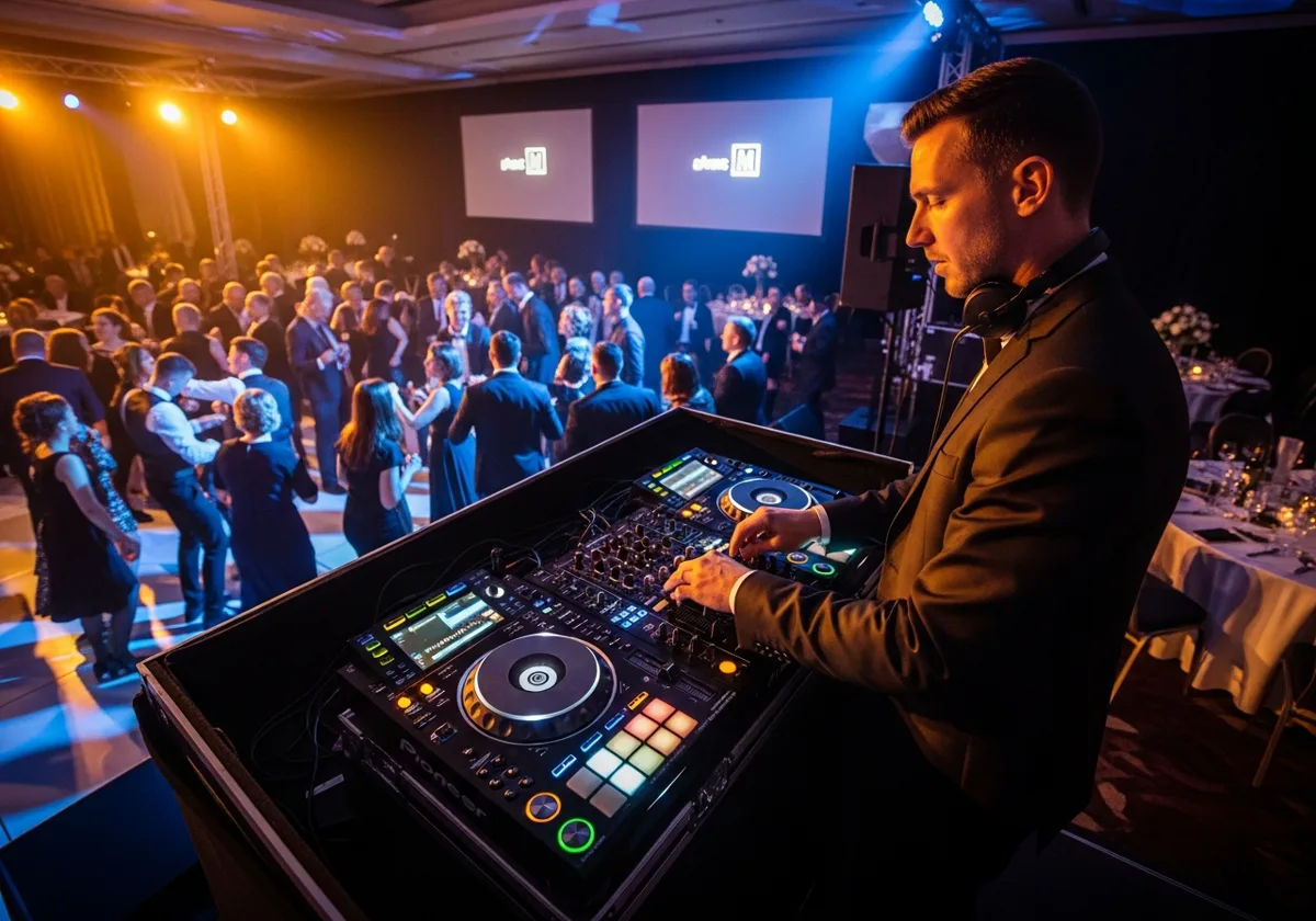 DJ et invités réunis pour une soirée de gala